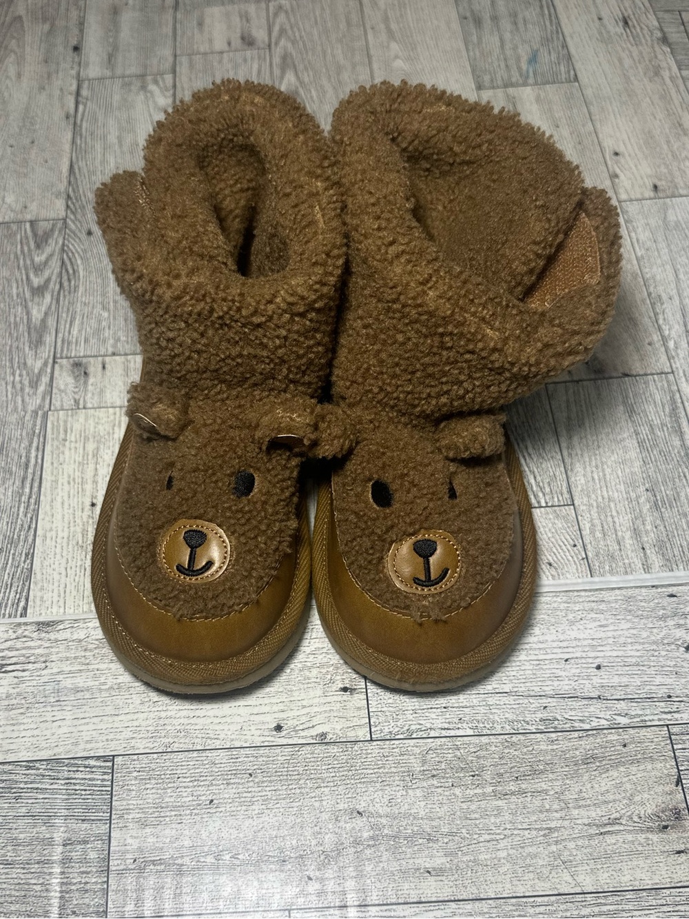 Children's Brown Teddy Bear Bootie Slippers